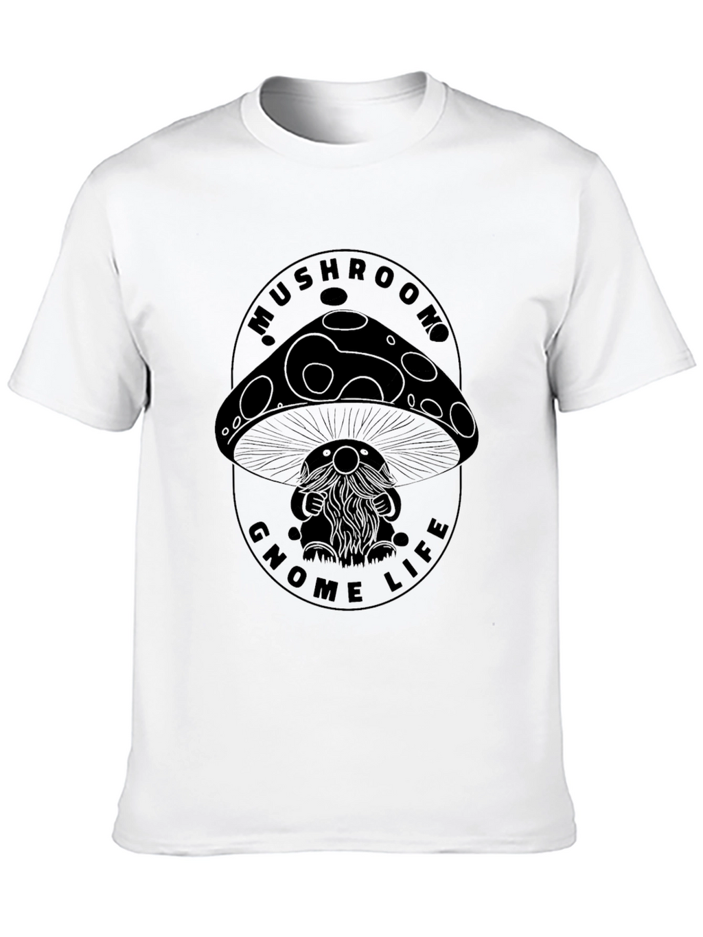 Mushroom Gnome Life Graphic Tee - Black Cotton Blend