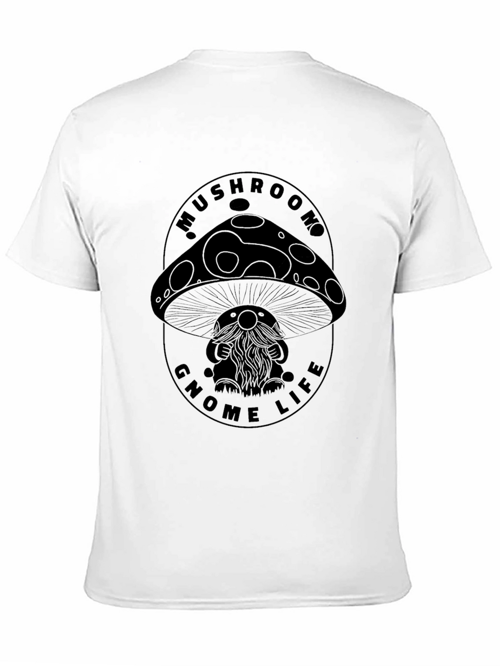 Mushroom Gnome Life Graphic Tee - Black Cotton Blend