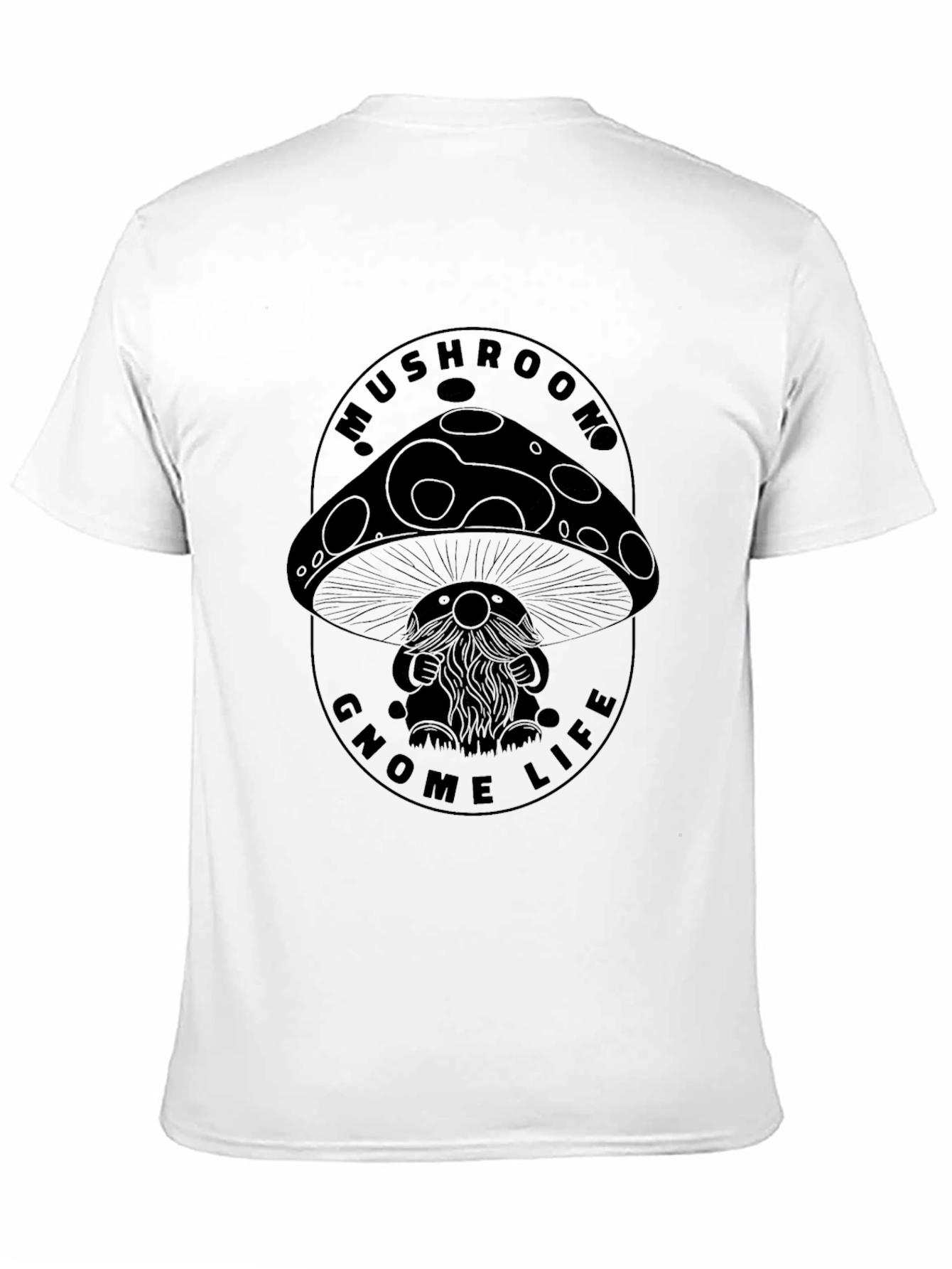 Mushroom Gnome Life Graphic Tee - Black Cotton Blend