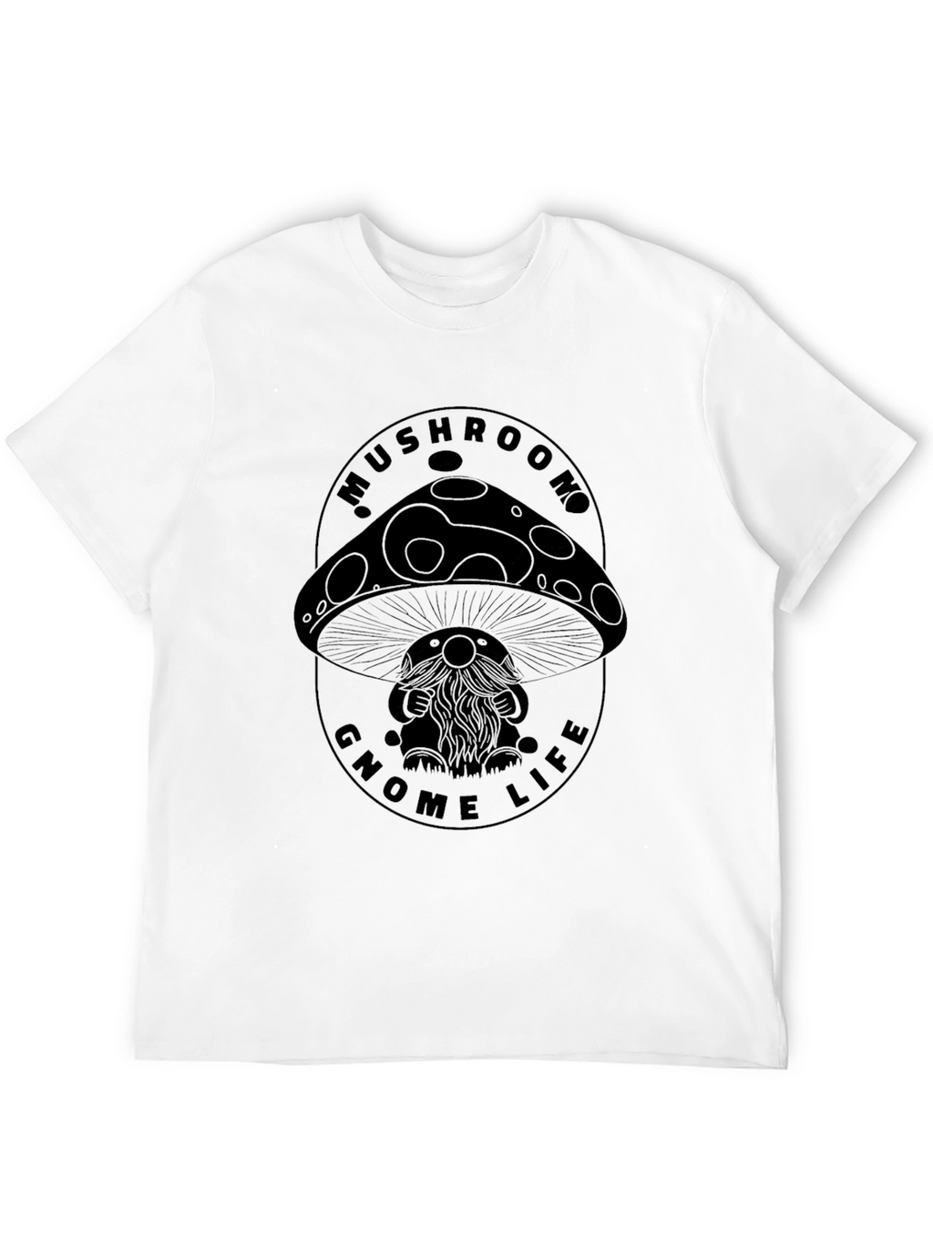 Mushroom Gnome Life Graphic Tee - Black Cotton Blend