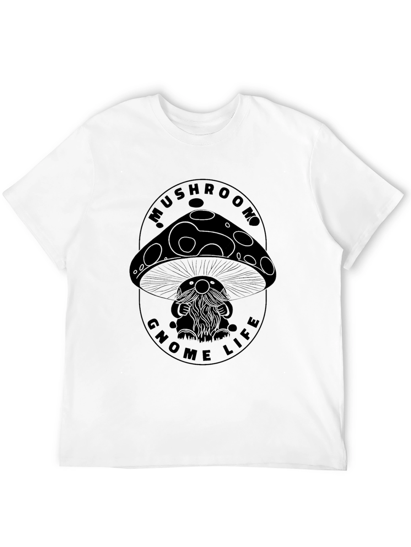 Mushroom Gnome Life Graphic Tee - Black Cotton Blend