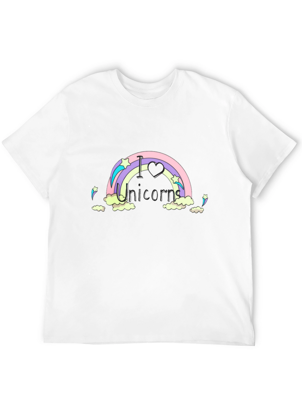 I Love Unicorns Rainbow Black T-Shirt