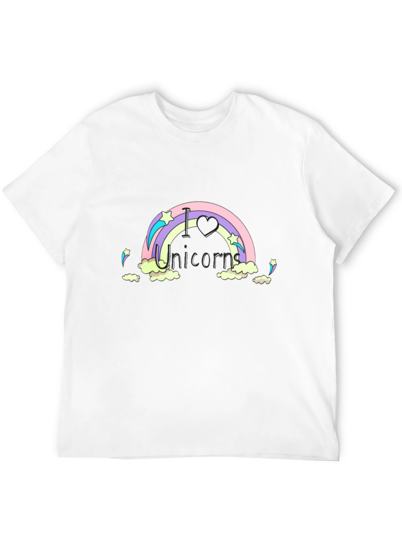 I Love Unicorns Rainbow Black T-Shirt