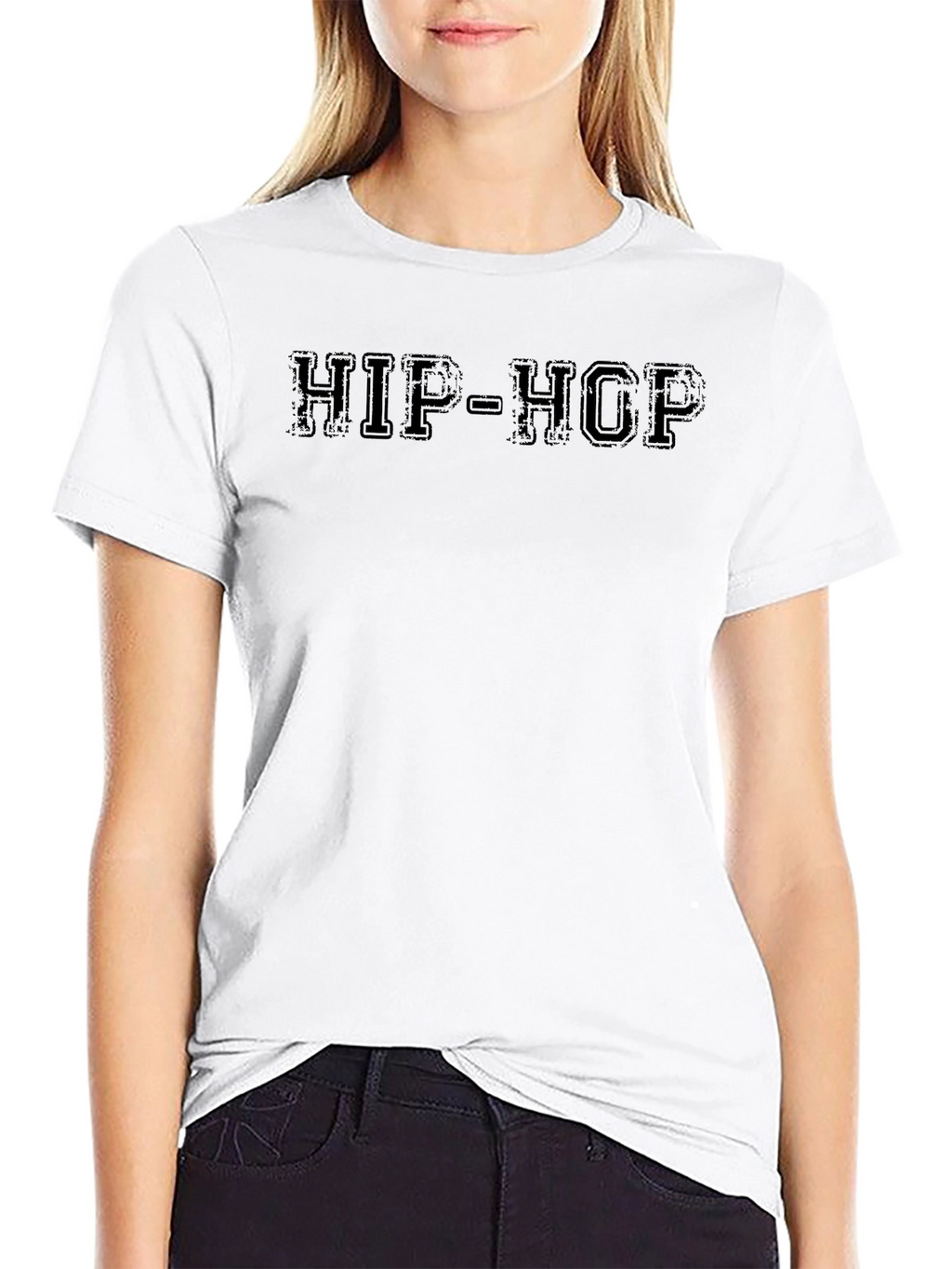 HIP-HOP Black Crew Neck T-Shirt