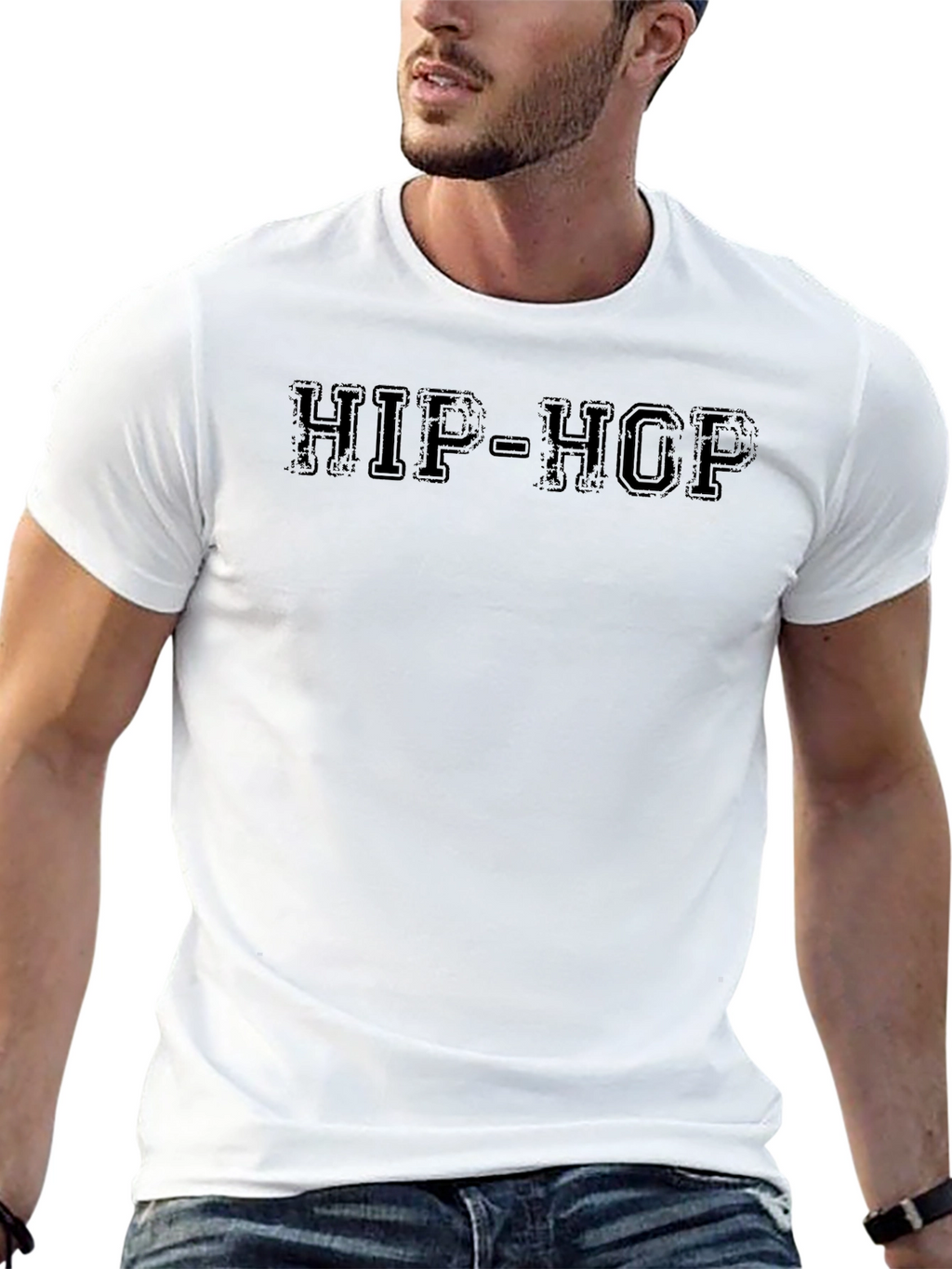 HIP-HOP Black Crew Neck T-Shirt