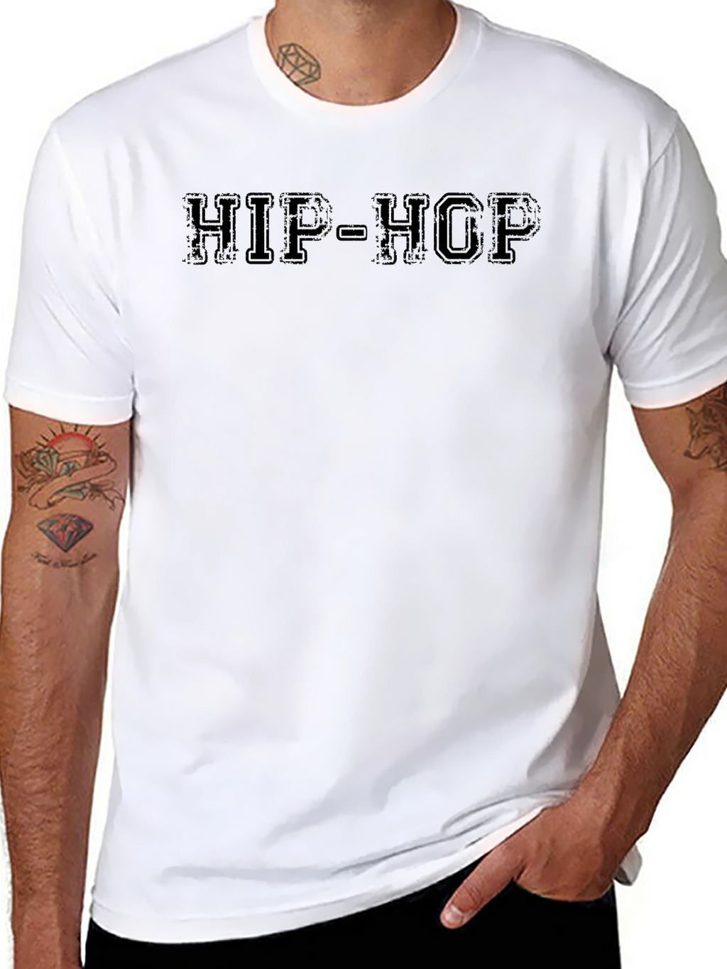 HIP-HOP Black Crew Neck T-Shirt