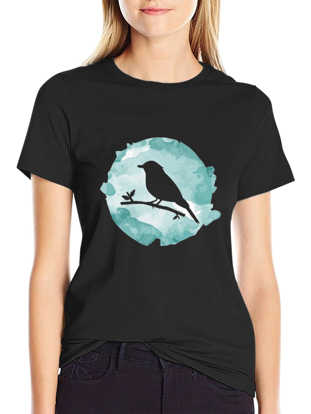 Bird Silhouette Graphic Black T-Shirt