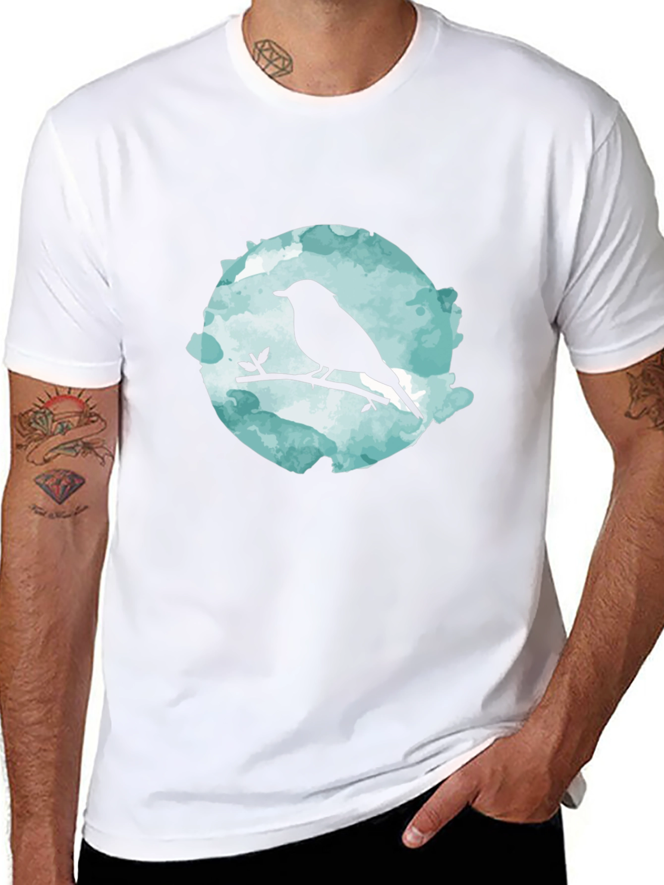 Bird Silhouette Graphic Black T-Shirt
