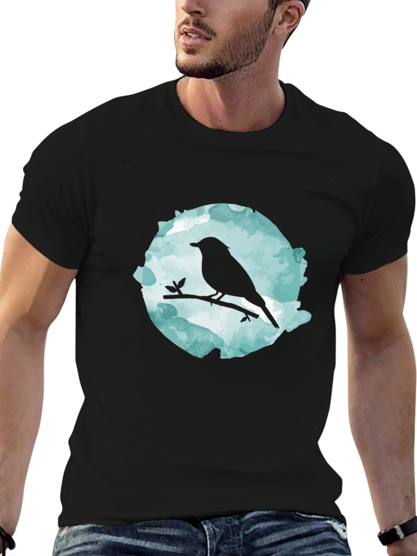 Bird Silhouette Graphic Black T-Shirt