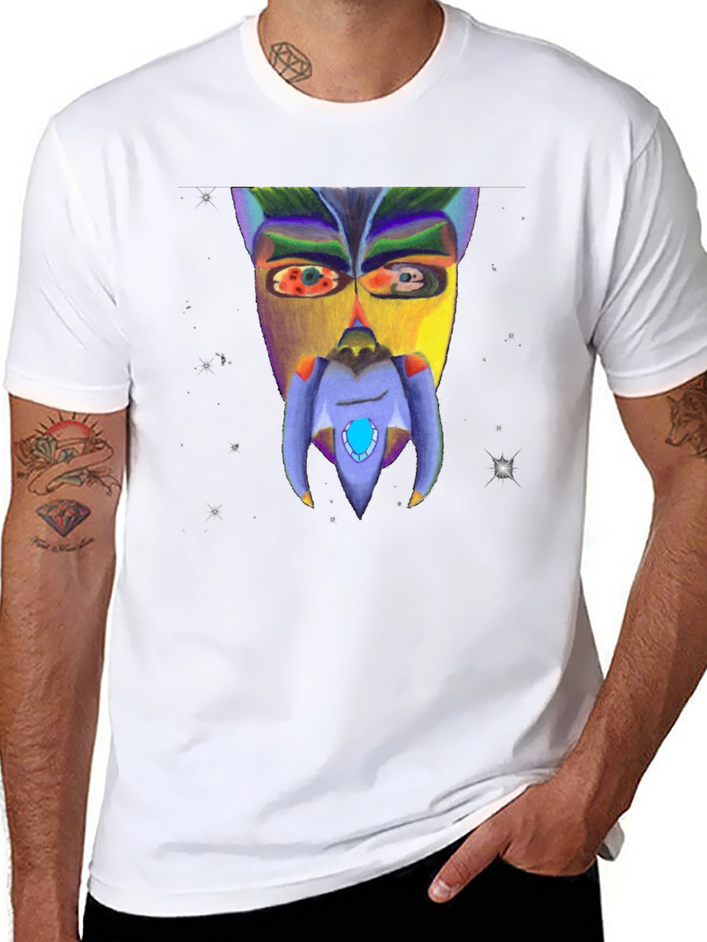 Abstract Face Graphic Black T-Shirt