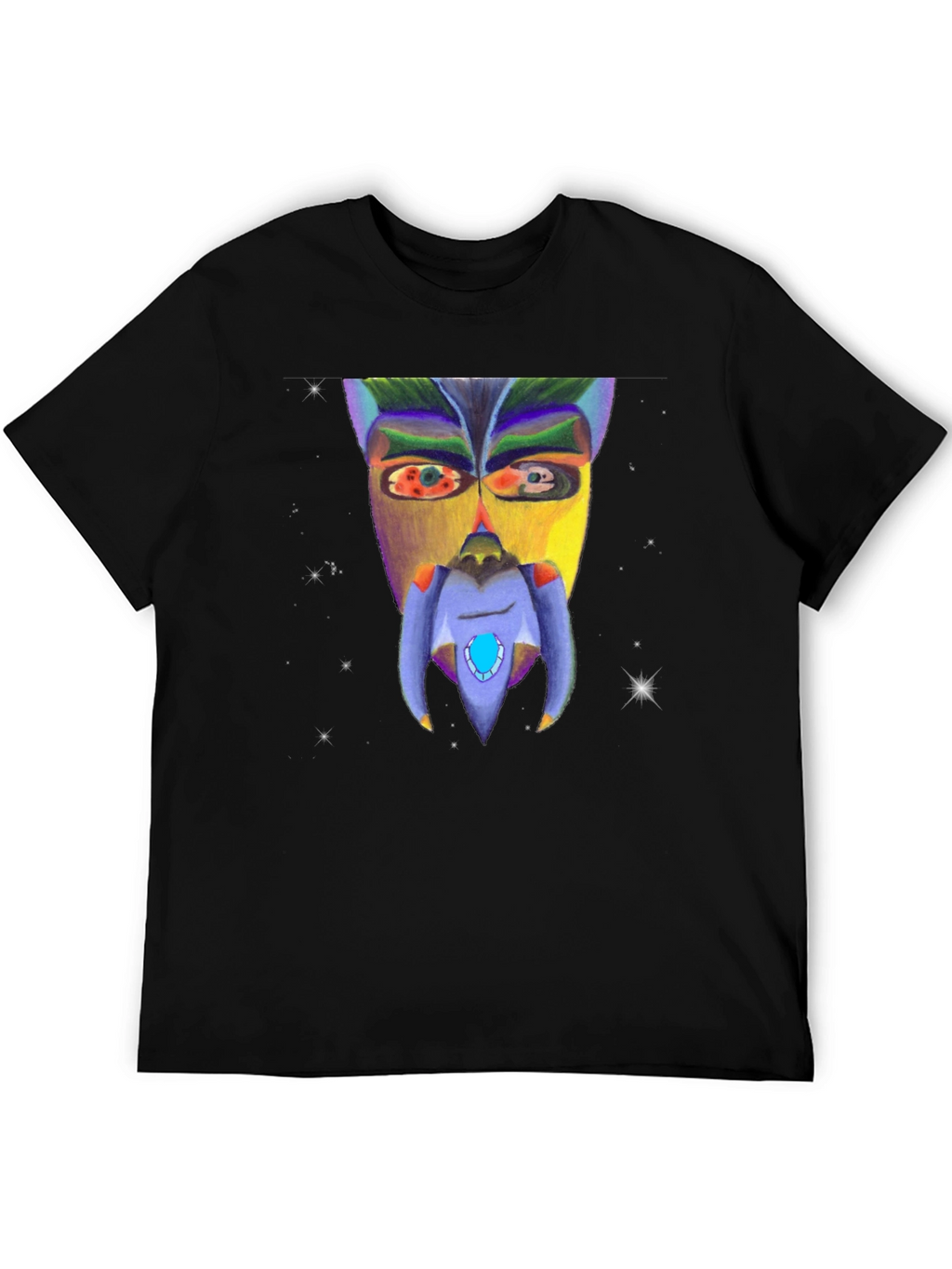 Abstract Face Graphic Black T-Shirt