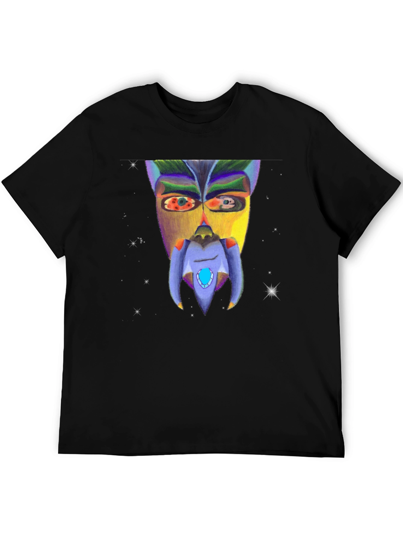 Abstract Face Graphic Black T-Shirt