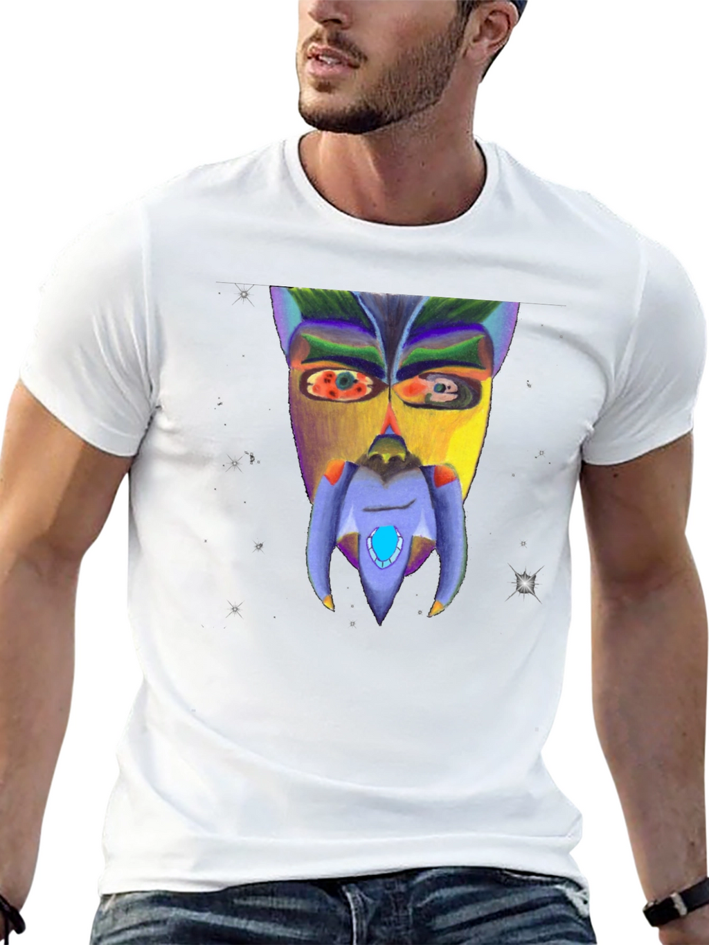 Abstract Face Graphic Black T-Shirt