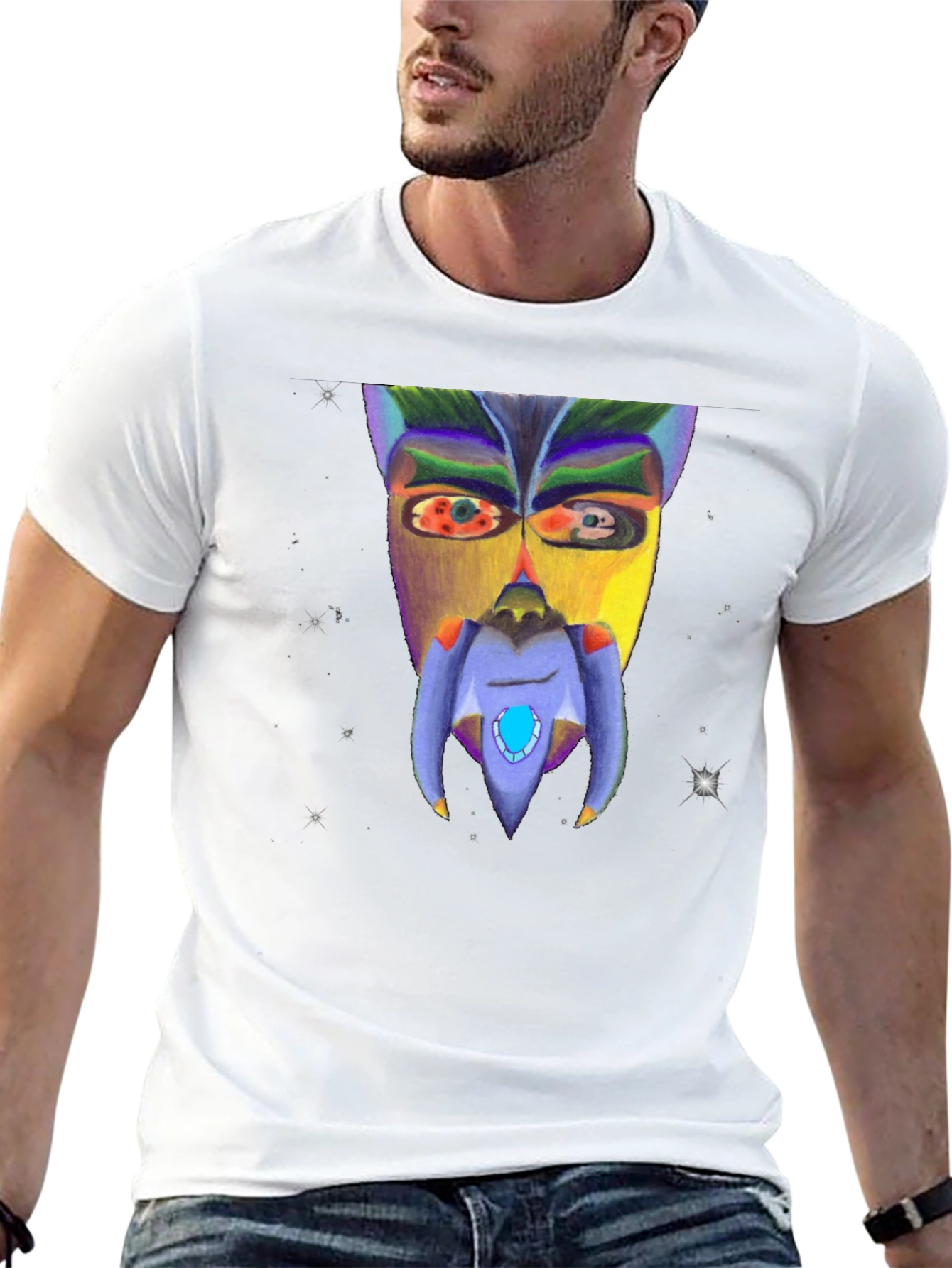 Abstract Face Graphic Black T-Shirt
