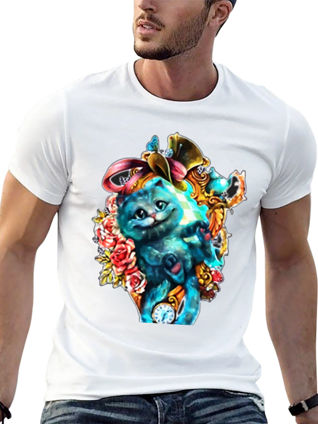 Whimsical Cat Art T-Shirt