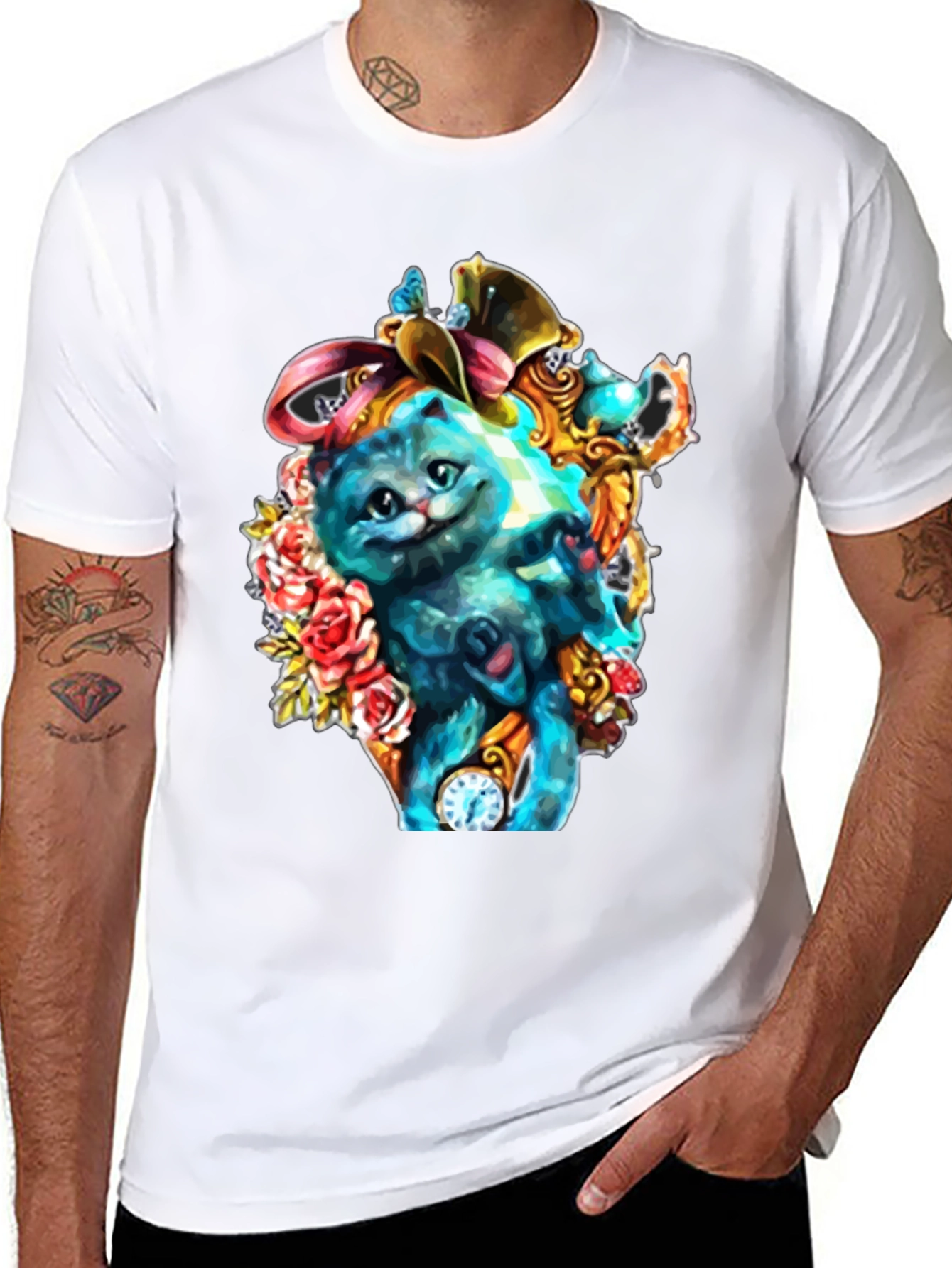 Whimsical Cat Art T-Shirt