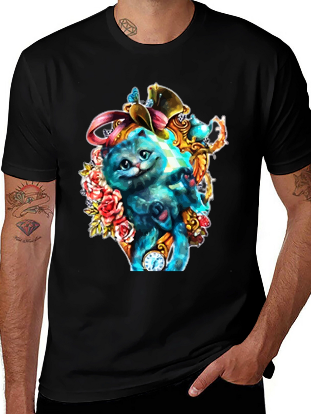 Whimsical Cat Art T-Shirt