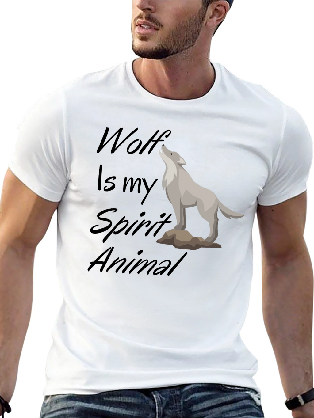 Wolf Spirit Animal Black T-Shirt