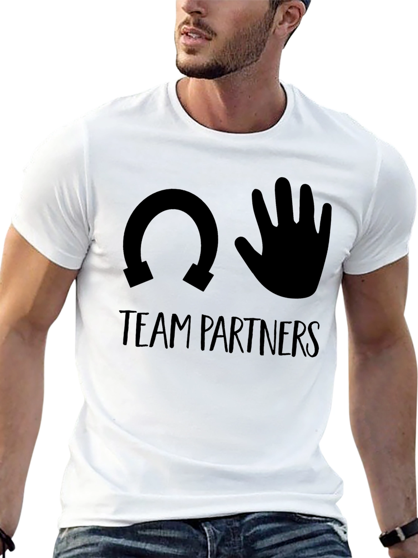 Team Partners Horseshoe & Hand Black Graphic T-Shirt