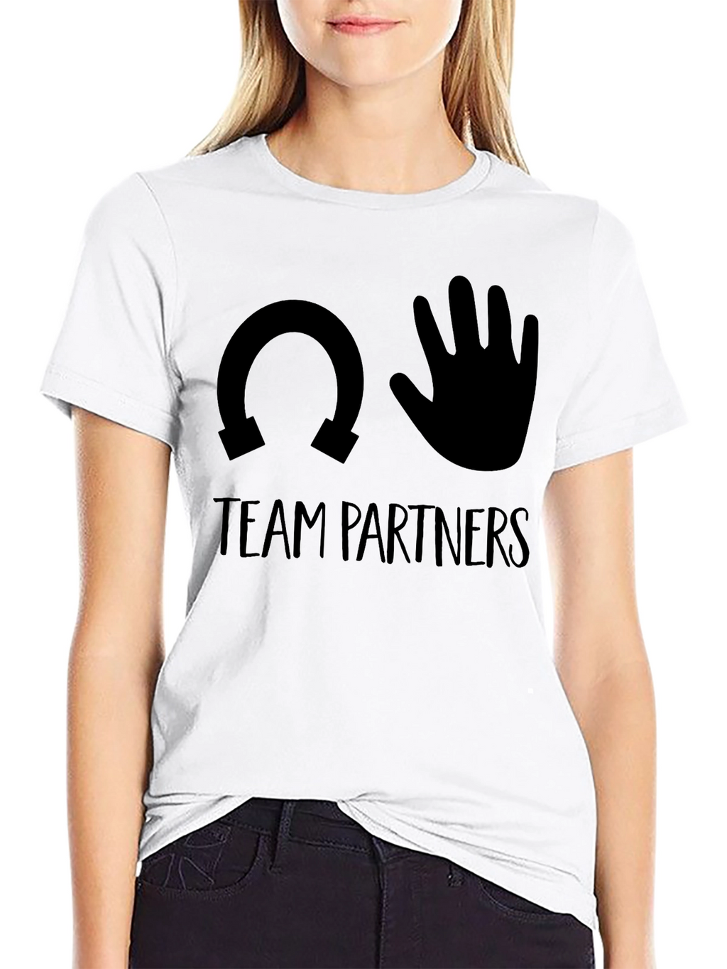Team Partners Horseshoe & Hand Black Graphic T-Shirt