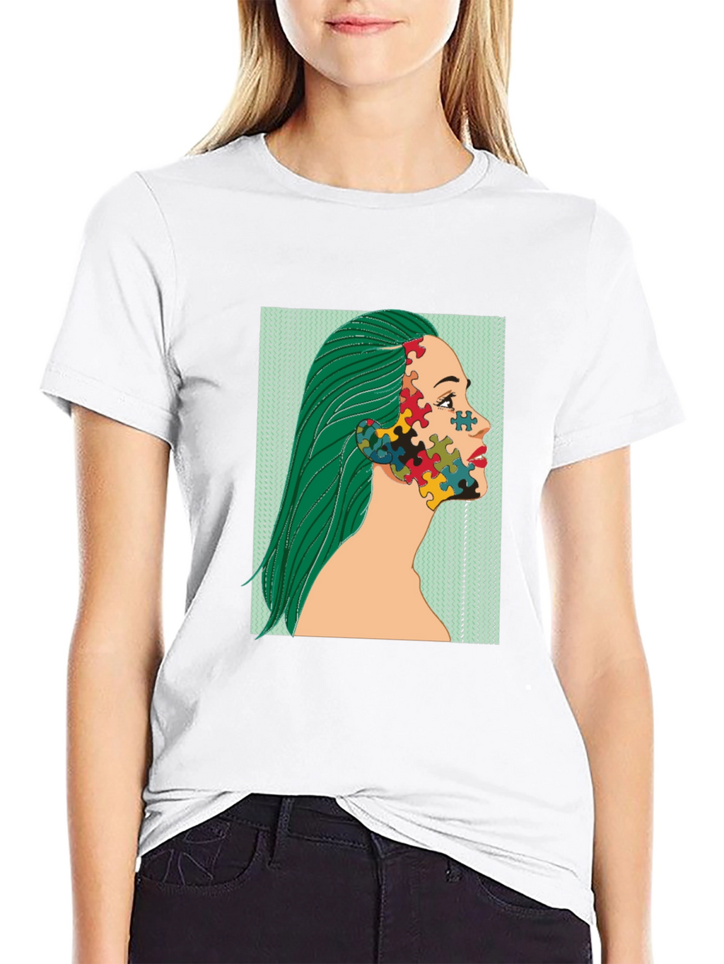 Puzzle Face Graphic Tee - Autism Awareness Shirt
