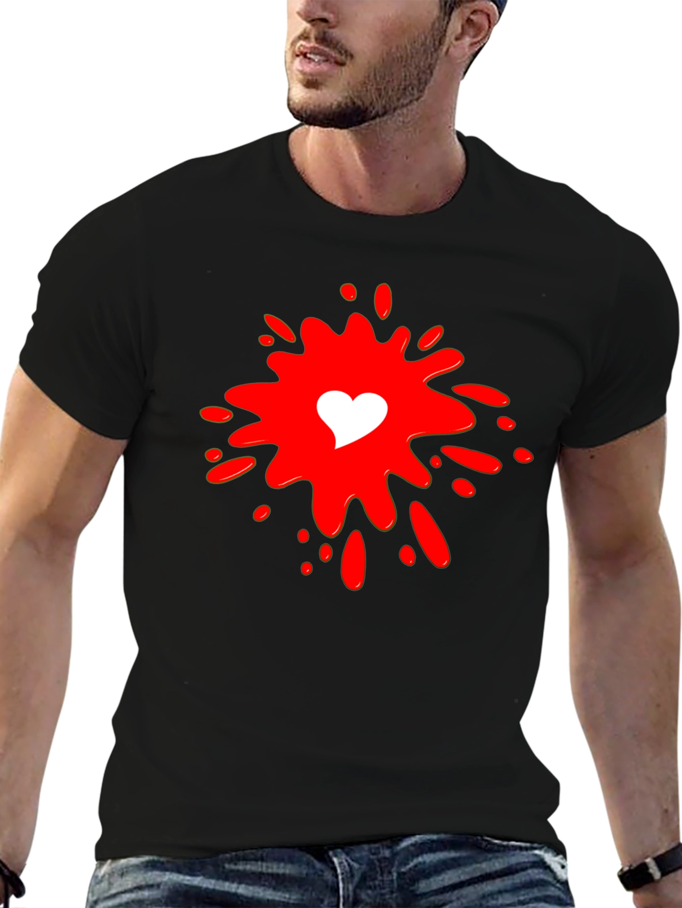 Heart Splash Graphic T-Shirt - Stylish Mens Tee