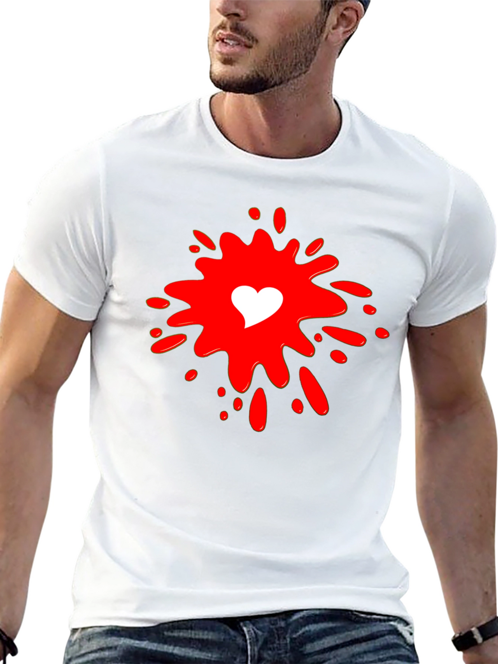 Heart Splash Graphic T-Shirt - Stylish Mens Tee