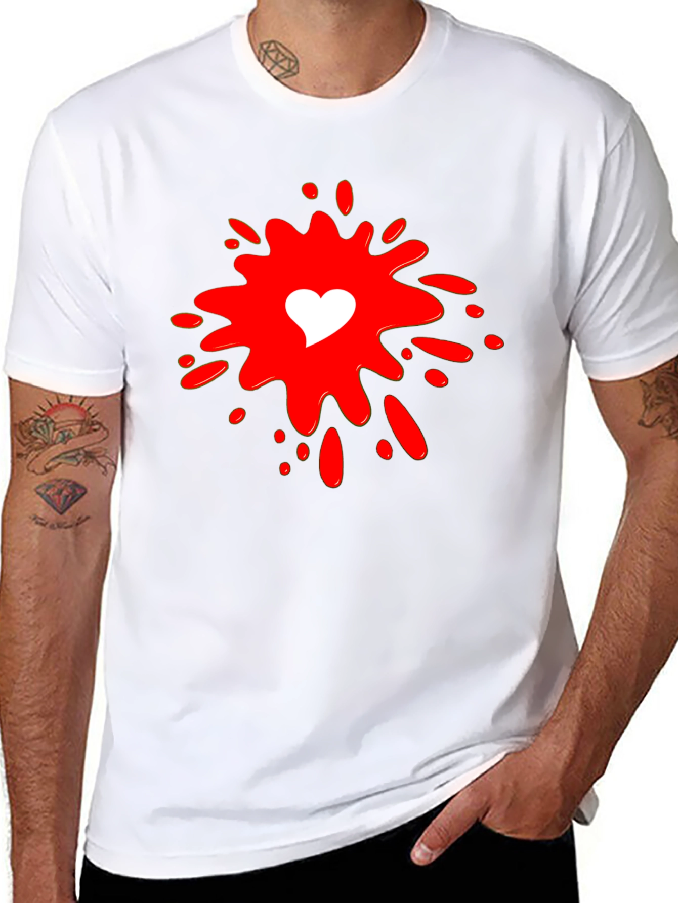 Heart Splash Graphic T-Shirt - Stylish Mens Tee