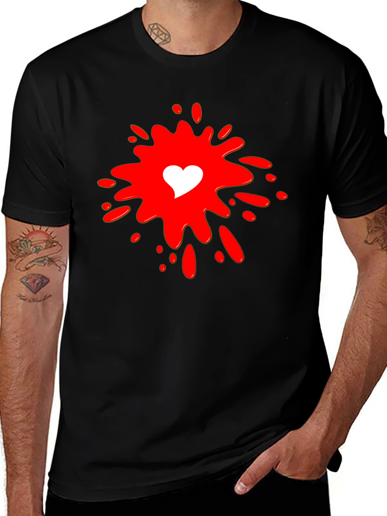Heart Splash Graphic T-Shirt - Stylish Mens Tee