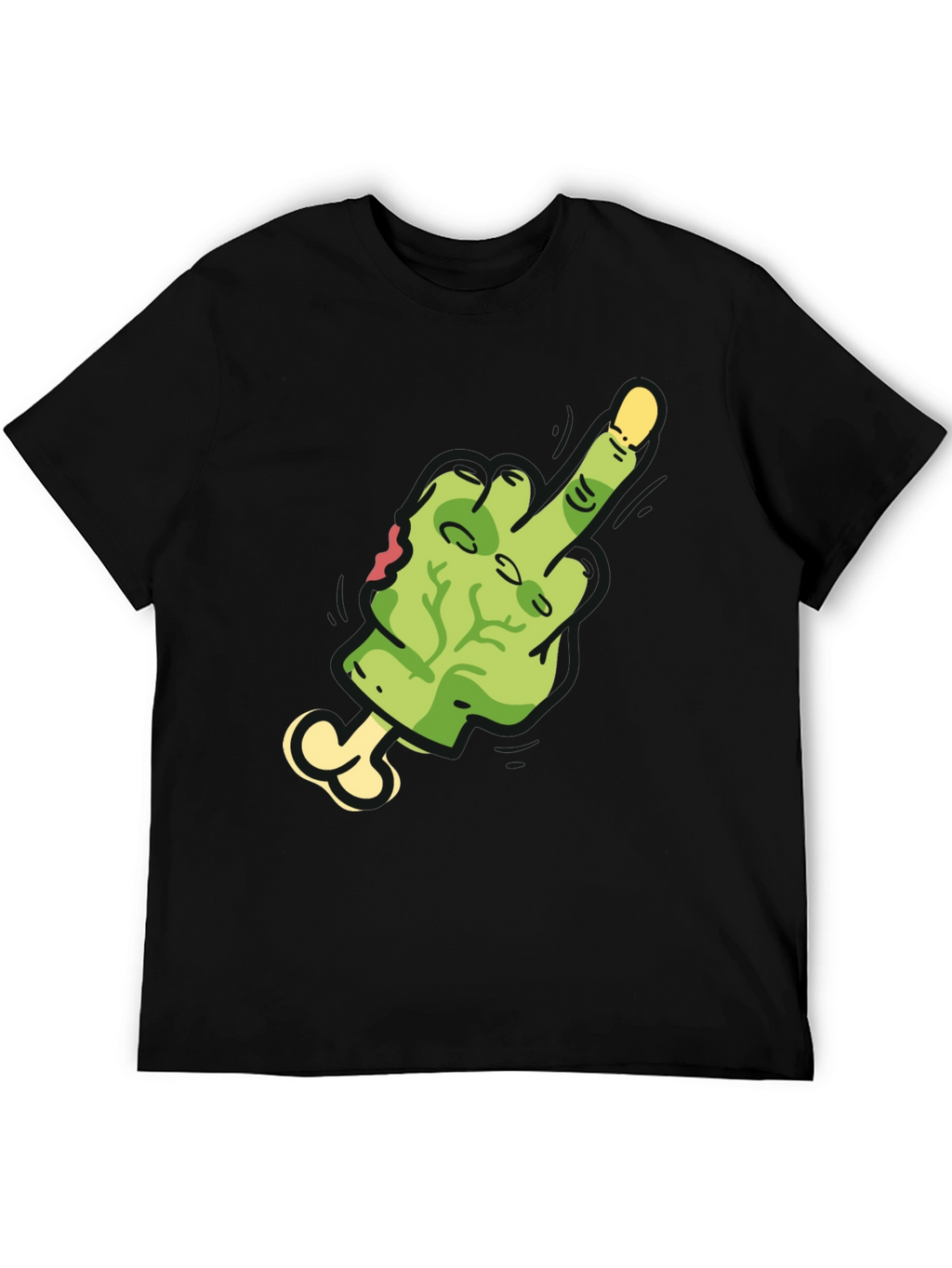 Zombie Middle Finger Graphic Tee - Black Cotton