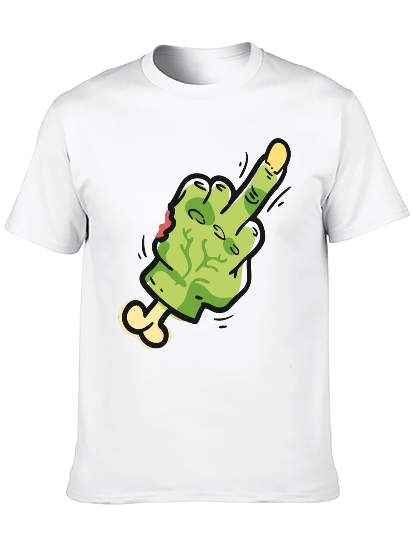 Zombie Middle Finger Graphic Tee - Black Cotton