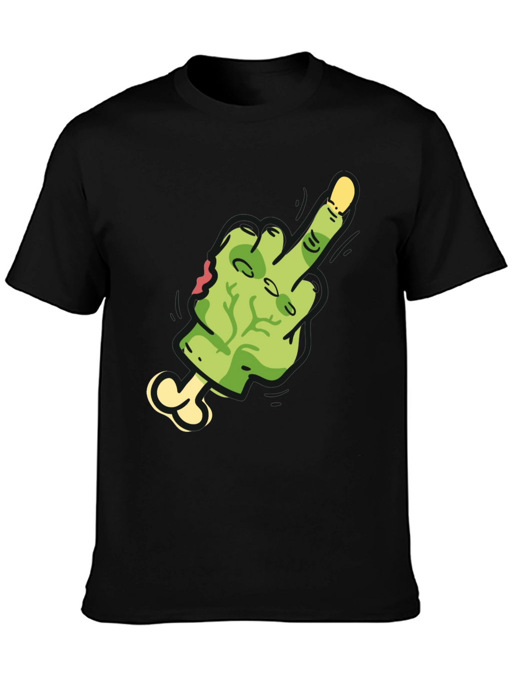 Zombie Middle Finger Graphic Tee - Black Cotton