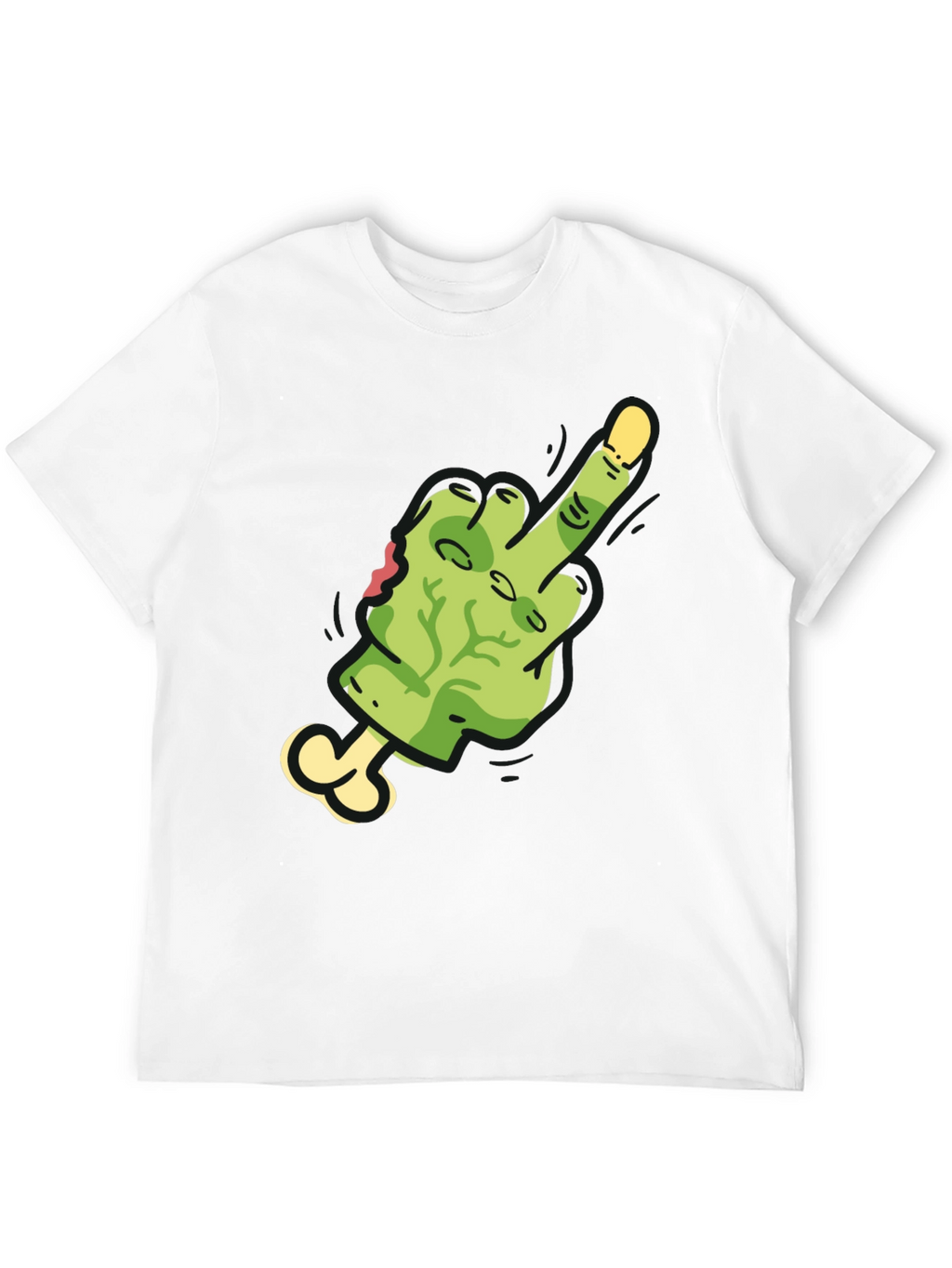 Zombie Middle Finger Graphic Tee - Black Cotton