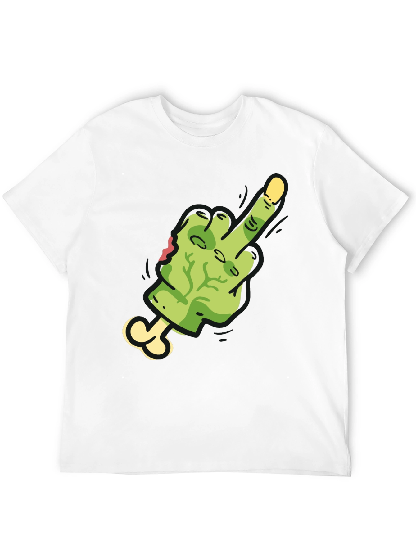 Zombie Middle Finger Graphic Tee - Black Cotton
