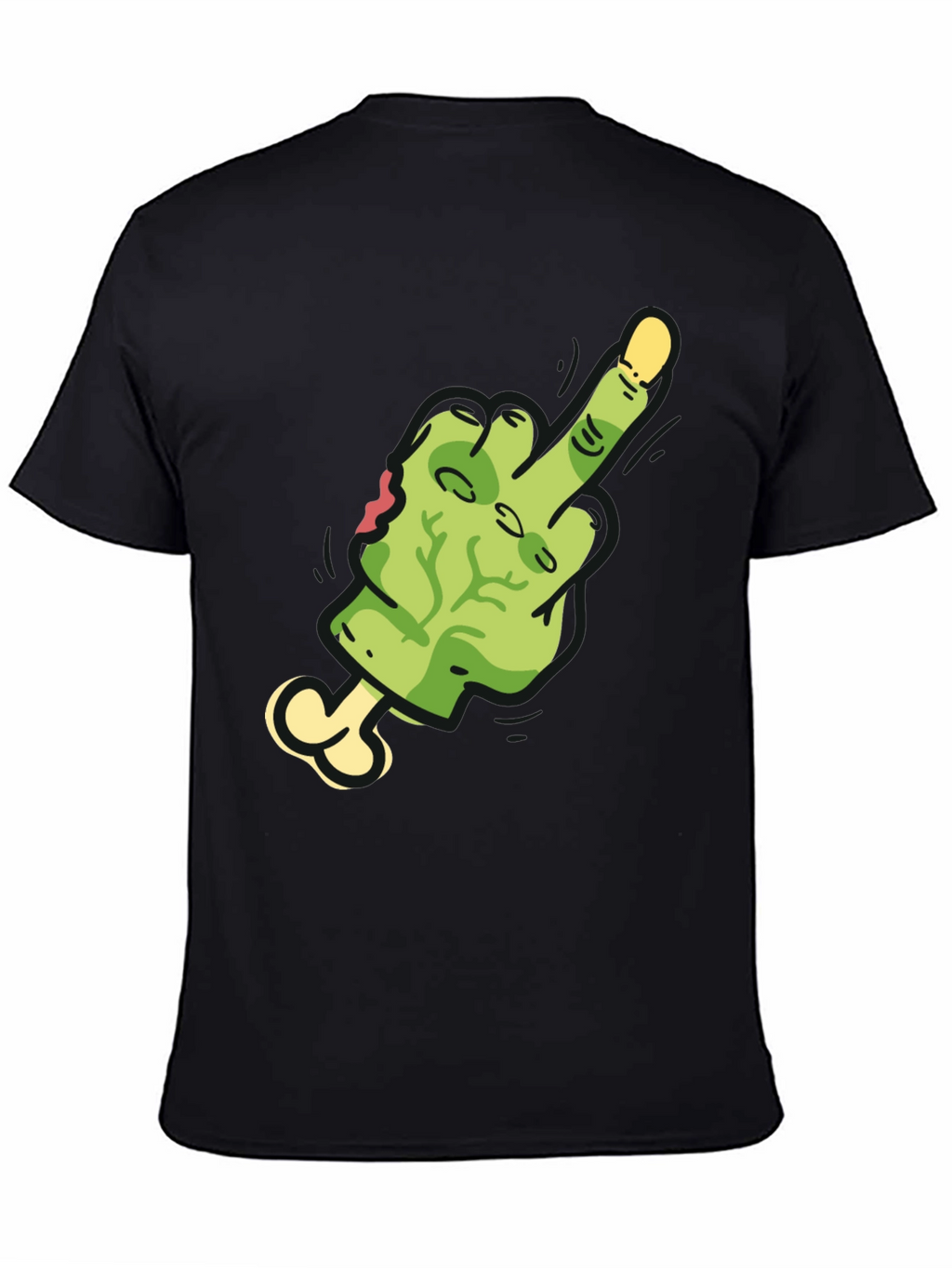 Zombie Middle Finger Graphic Tee - Black Cotton