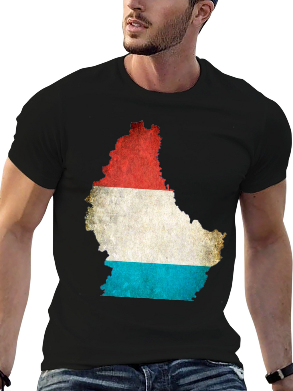 Luxembourg Flag Map Graphic T-Shirt