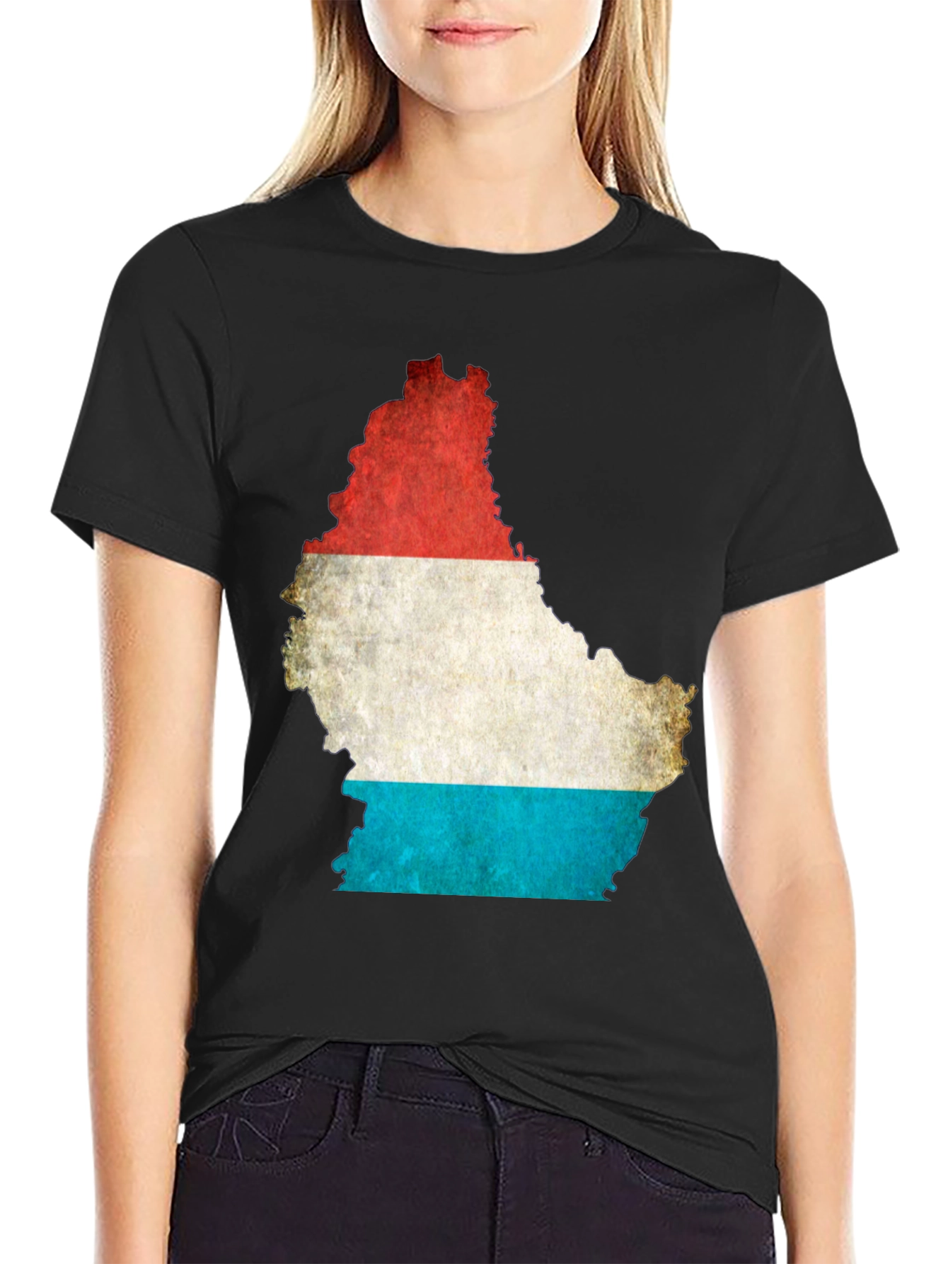 Luxembourg Flag Map Graphic T-Shirt