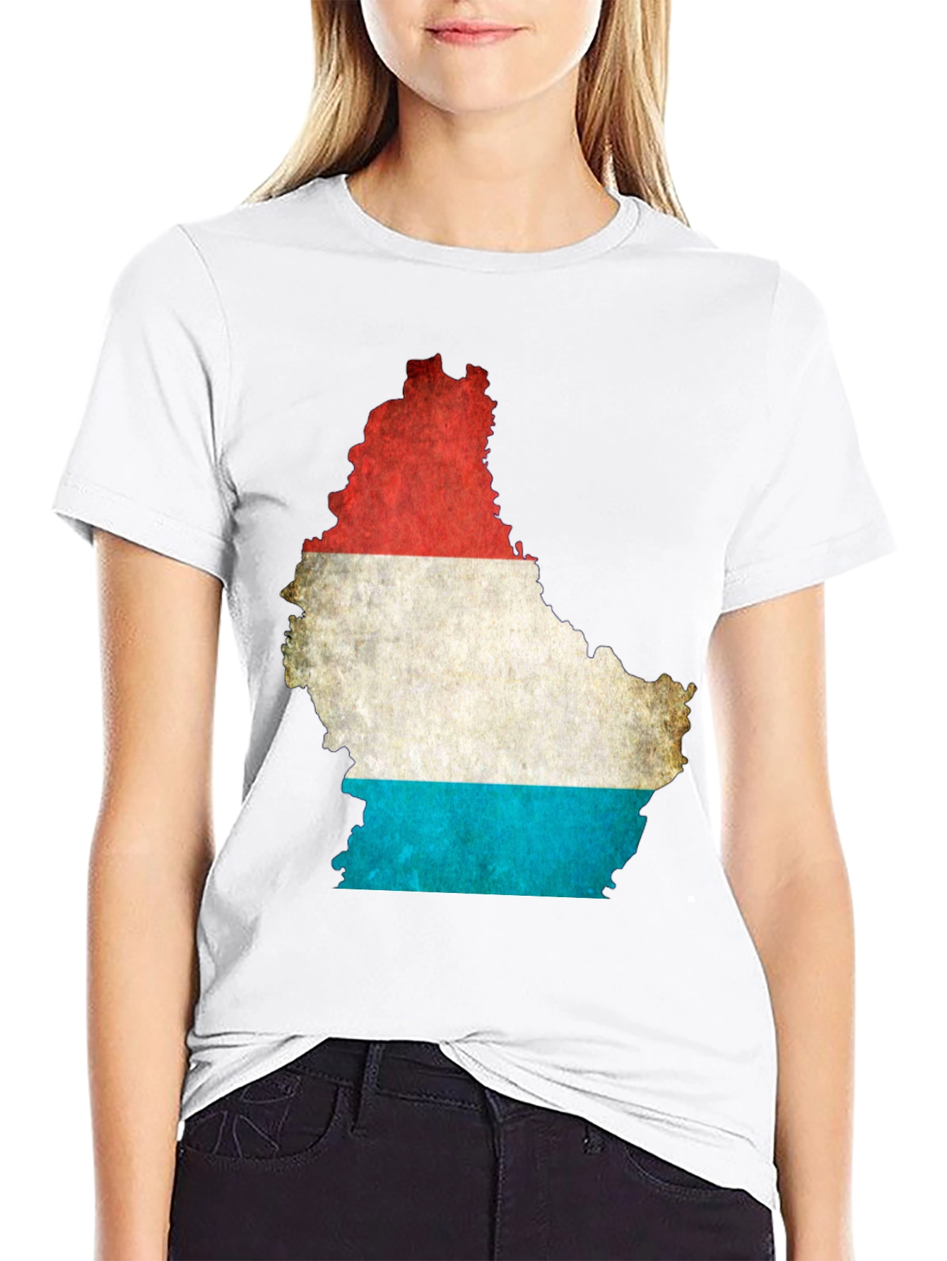 Luxembourg Flag Map Graphic T-Shirt