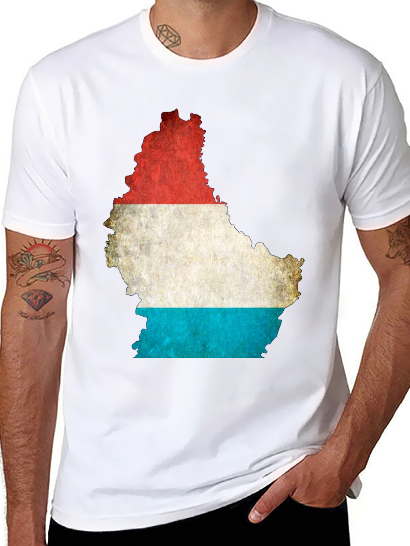 Luxembourg Flag Map Graphic T-Shirt
