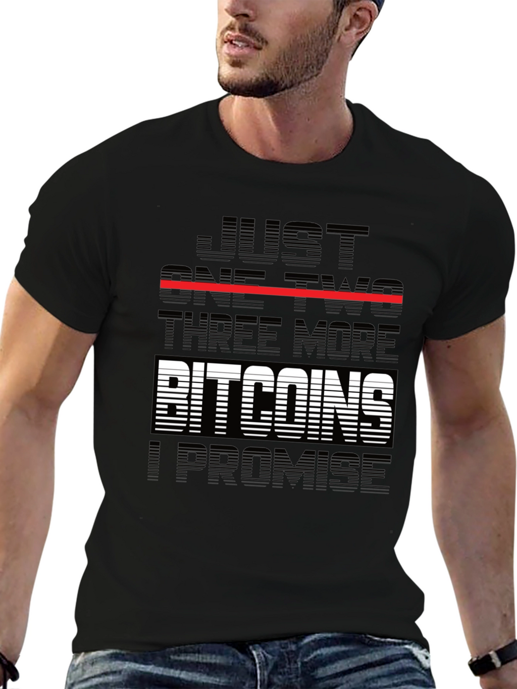 Just One Two Three More Bitcoins Black T-Shirt