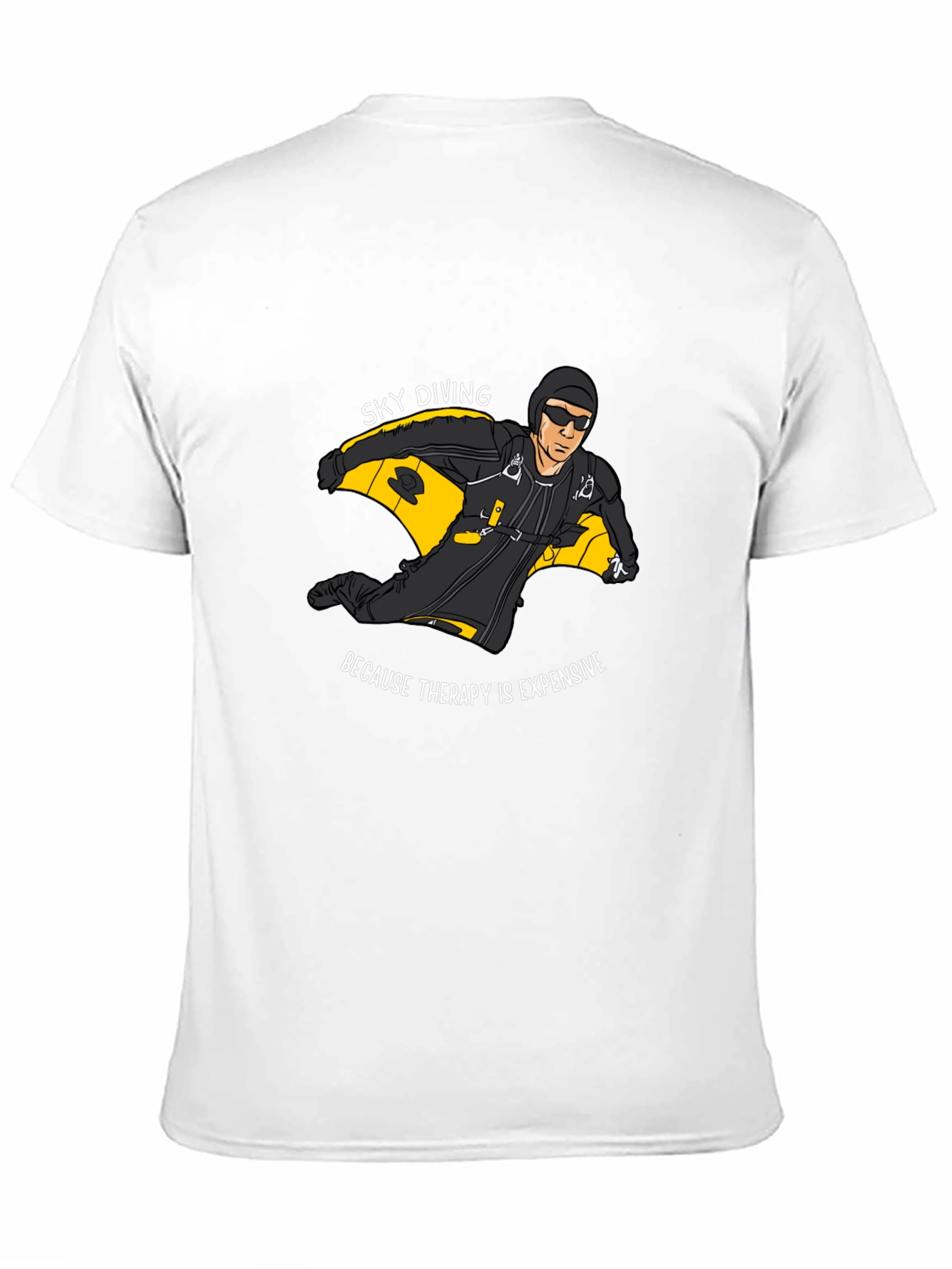 Sky Diving Therapy Black Graphic T-Shirt
