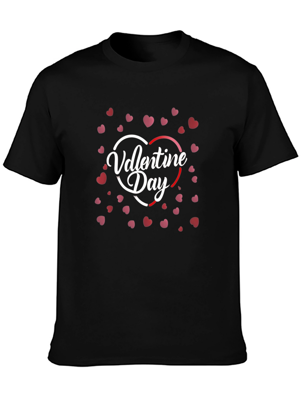 Valentines Day Heart Graphic Black T-Shirt