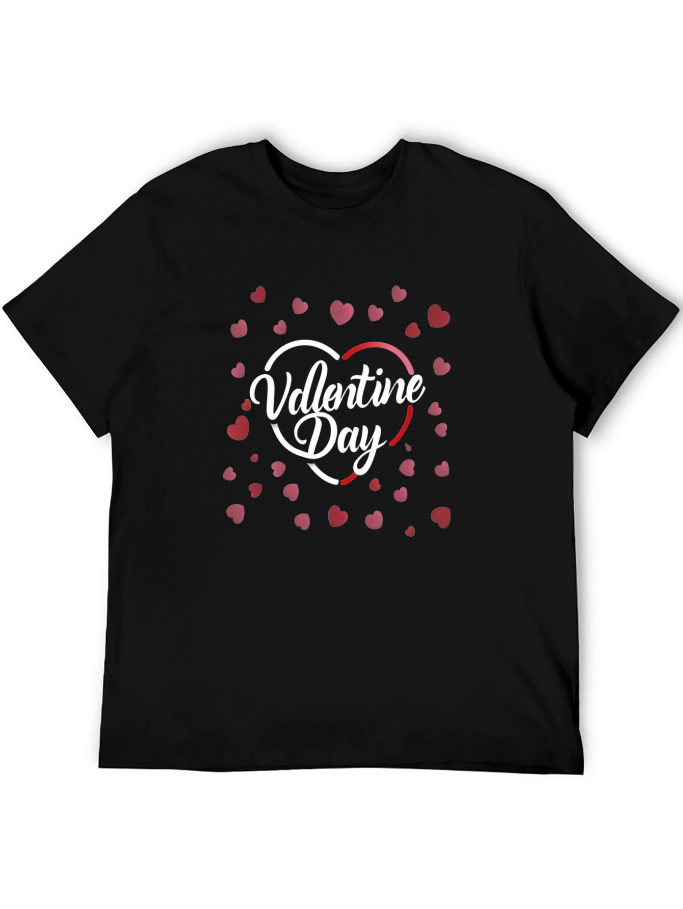 Valentines Day Heart Graphic Black T-Shirt