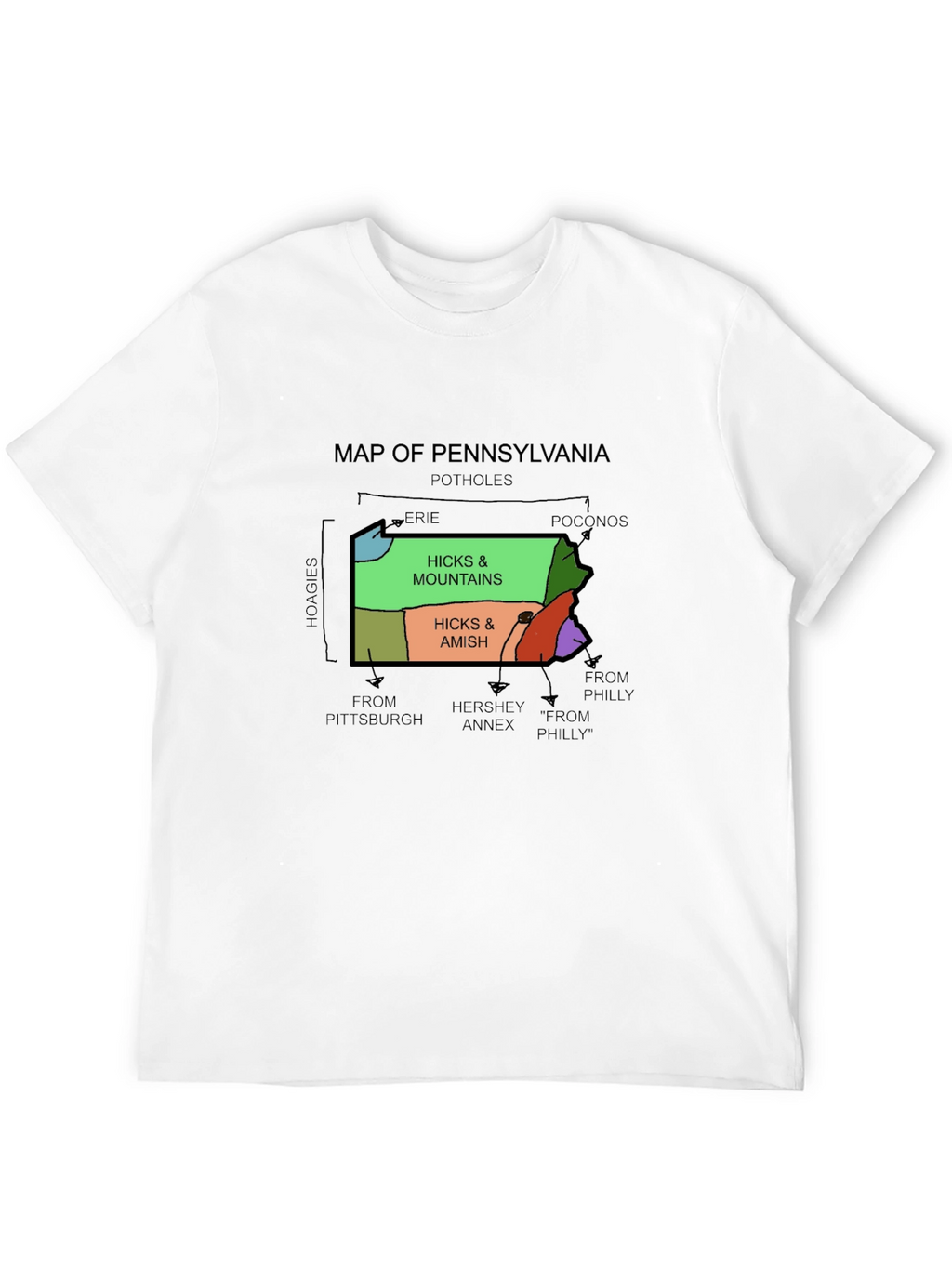 Pennsylvania Map Graphic T-Shirt