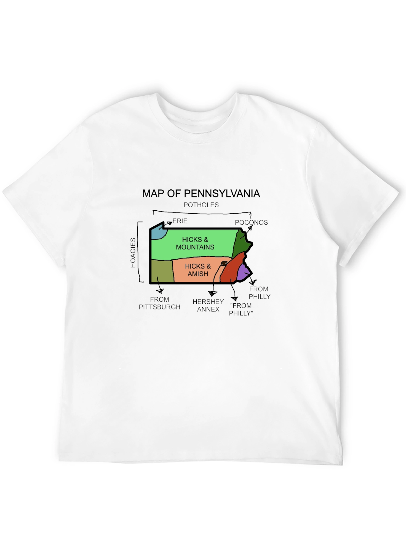 Pennsylvania Map Graphic T-Shirt