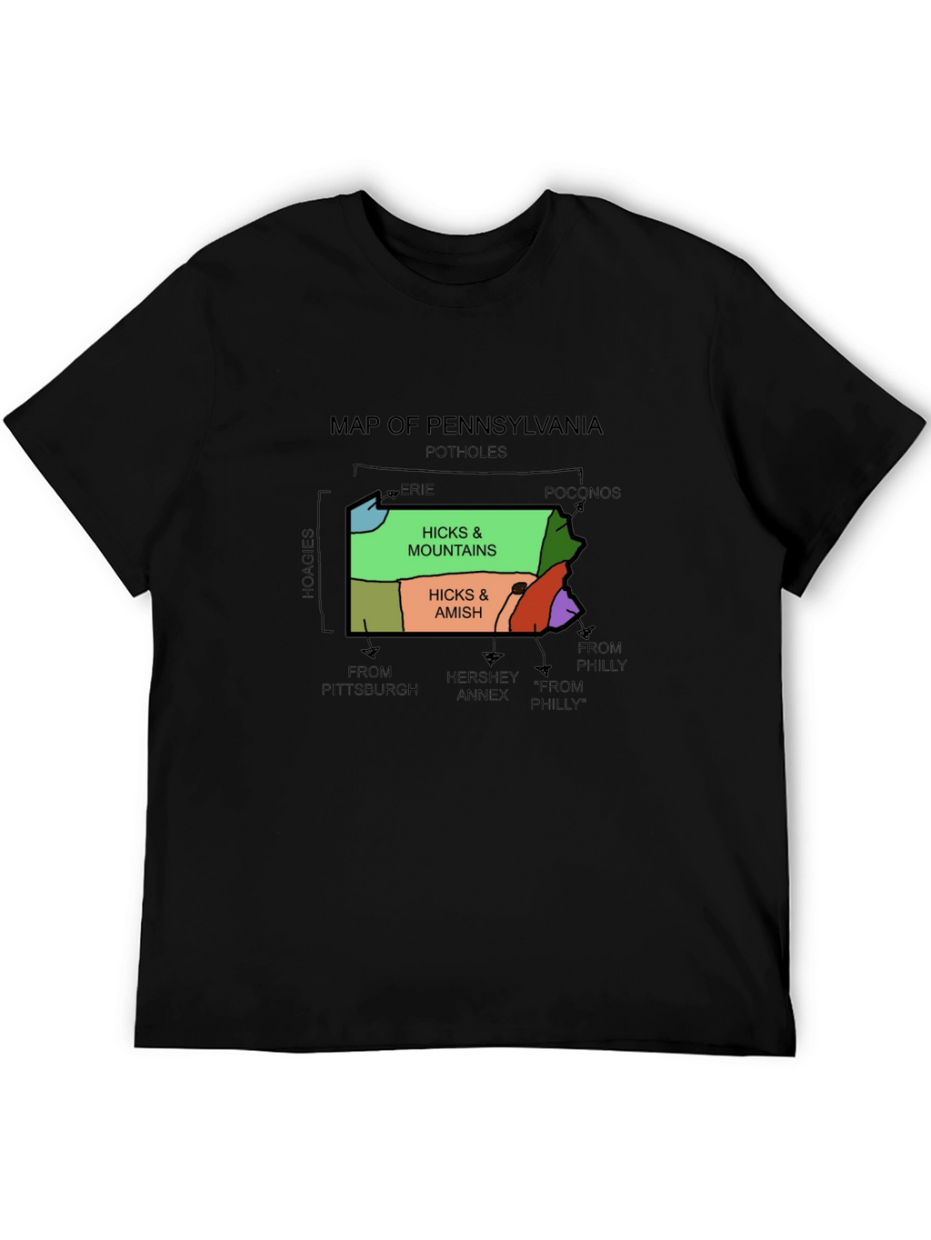 Pennsylvania Map Graphic T-Shirt