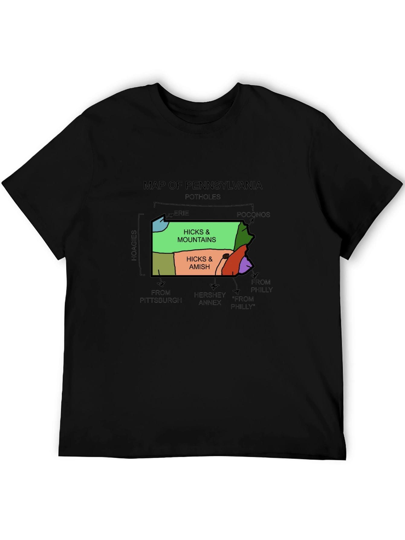 Pennsylvania Map Graphic T-Shirt