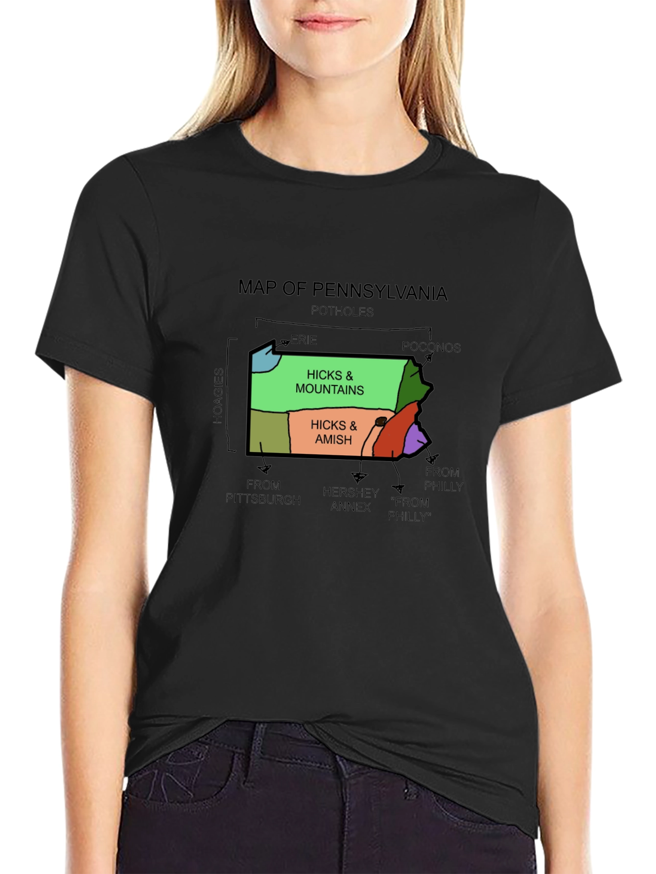 Pennsylvania Map Graphic T-Shirt