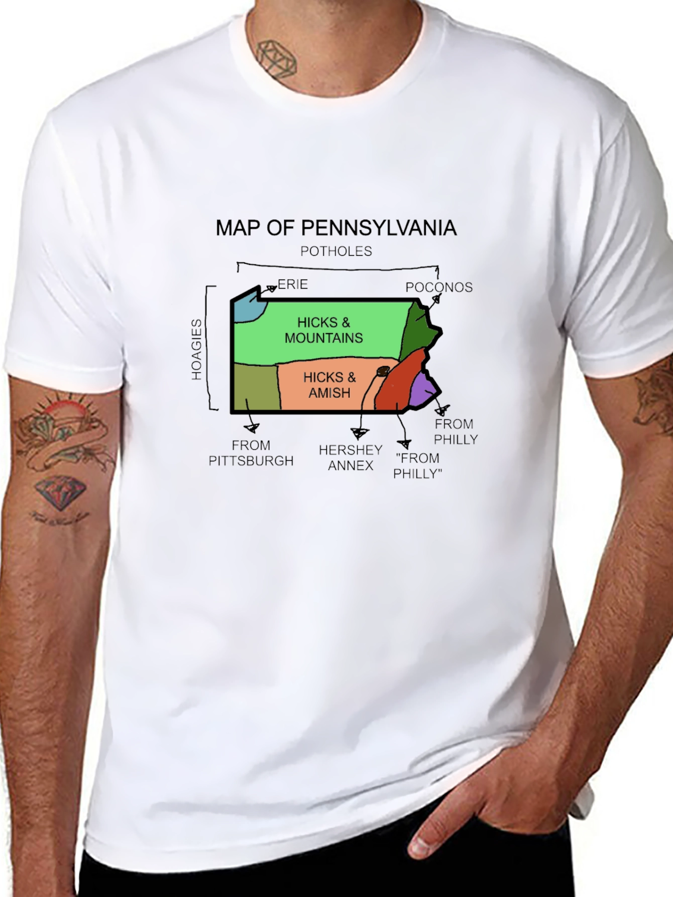 Pennsylvania Map Graphic T-Shirt