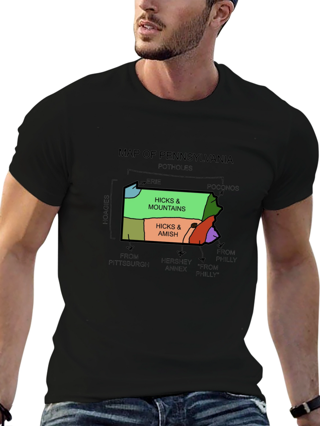 Pennsylvania Map Graphic T-Shirt